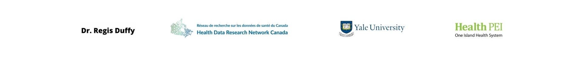 Partner logos for Dr Regis Duffy, HDRN, Yale University, Health PEI